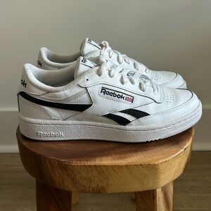 Reebok Classic Club C Revenge White and Black Sneakers 8.5 Women's
